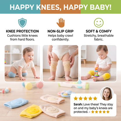 Baby Crawling Knee Pads – Non-Slip Protection with Smiley Face Design