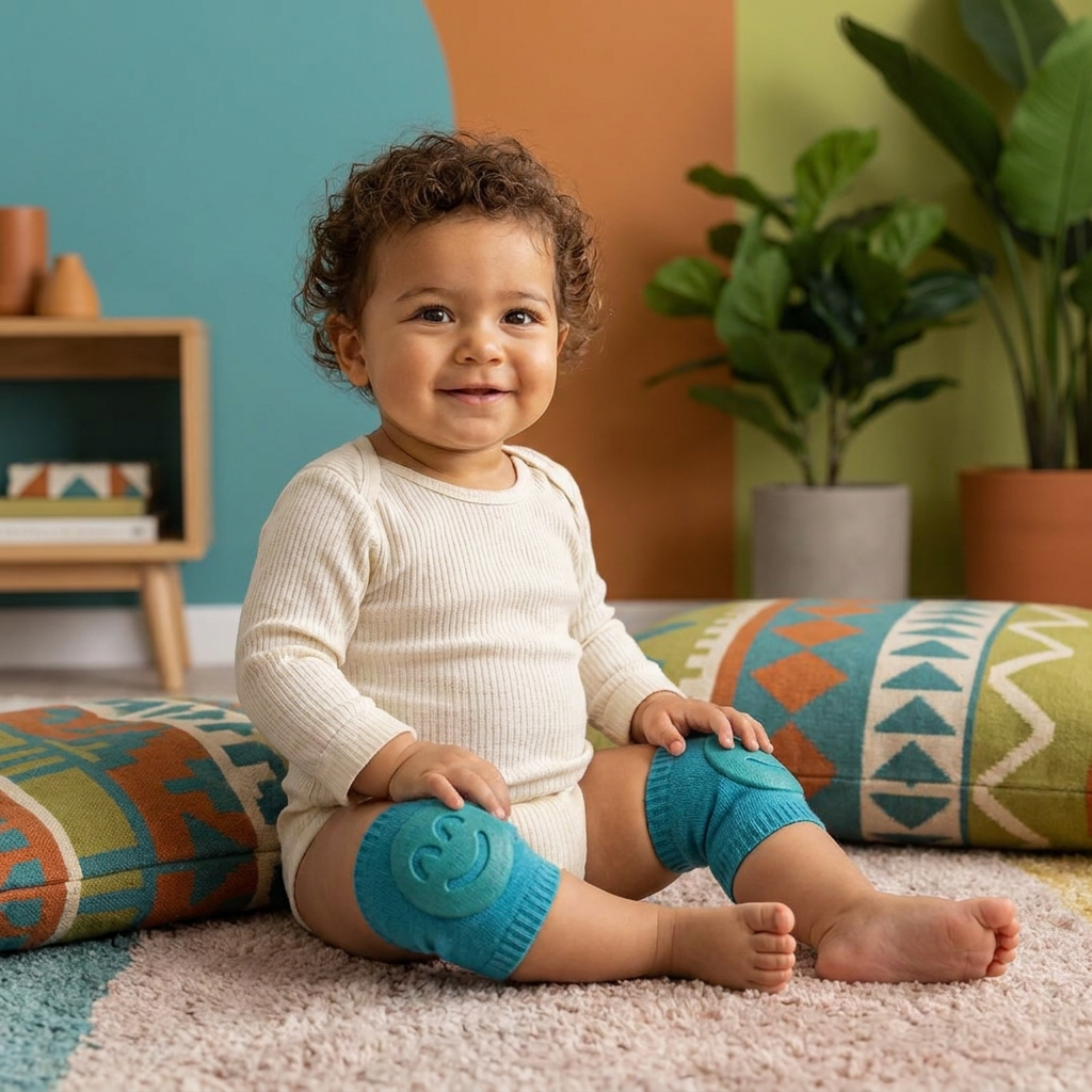 Baby Crawling Knee Pads – Non-Slip Protection with Smiley Face Design