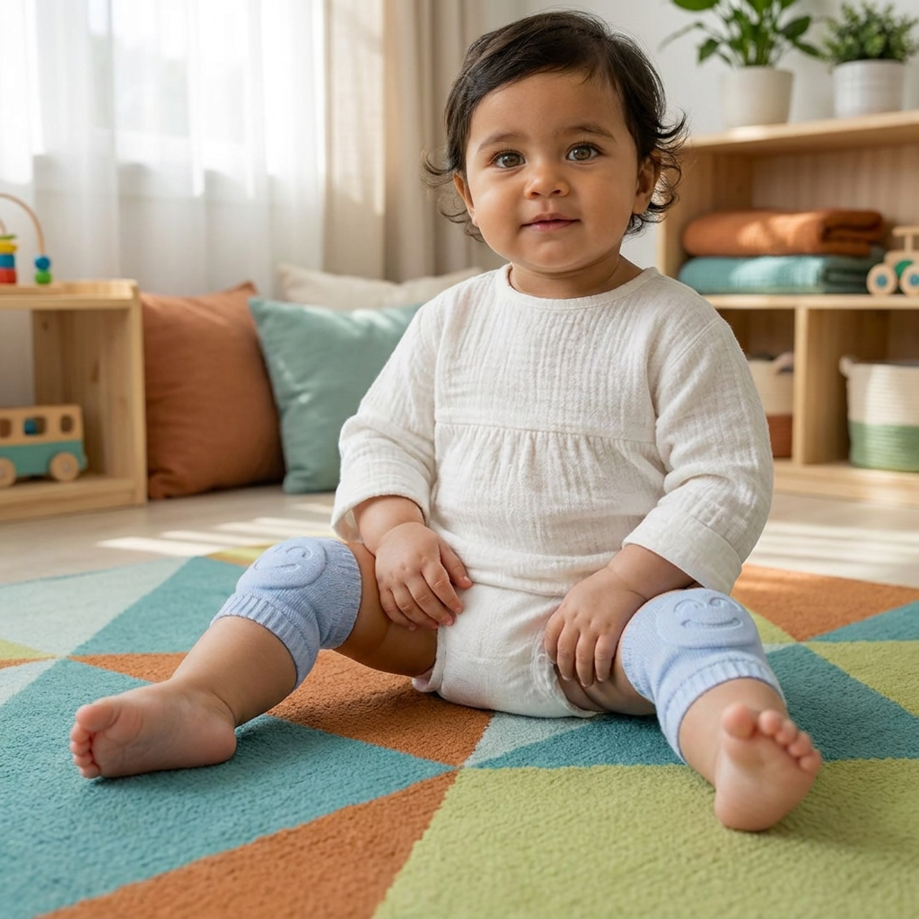 Baby Crawling Knee Pads – Non-Slip Protection with Smiley Face Design