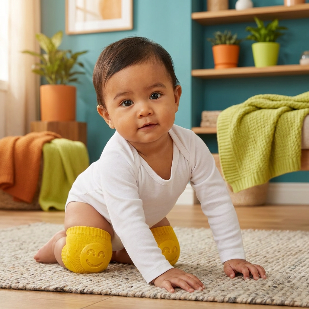 Baby Crawling Knee Pads – Non-Slip Protection with Smiley Face Design