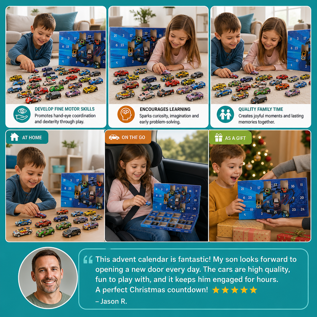 24-Day Race Car Advent Calendar with Surprise Toy Cars