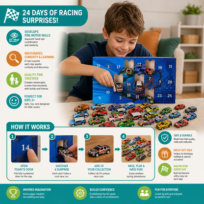 24-Day Race Car Advent Calendar with Surprise Toy Cars