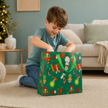 Reusable Christmas Gift Bags with Handles – Various Festive Designs