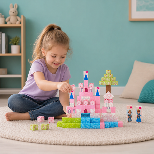 Montessori Princess Dream Castle Magnetic Building Cubes Set