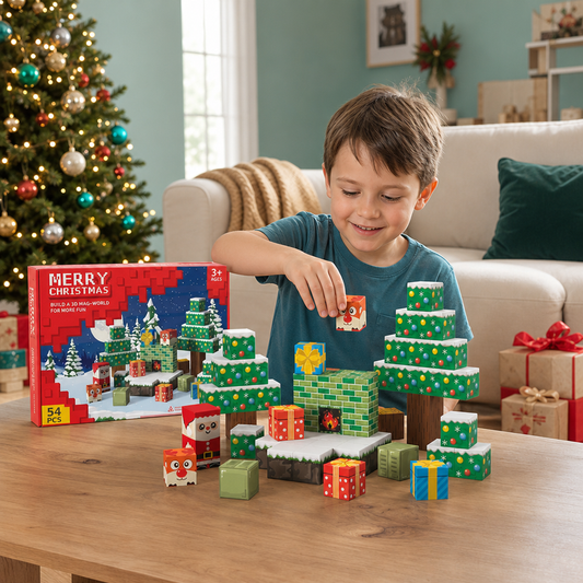 54-Piece Christmas Magnetic Building Blocks Set – Festive STEM Construction Toy