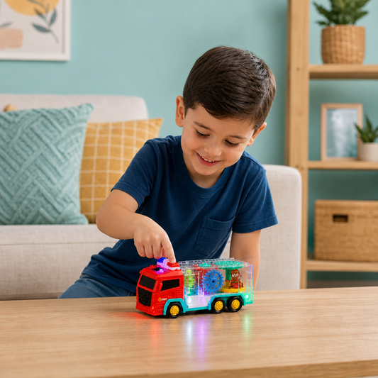 Interactive Fire Truck Toy with Colorful Moving Gears