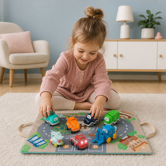 Toddler Toy Truck & Car Set with Play Mat Storage Bag