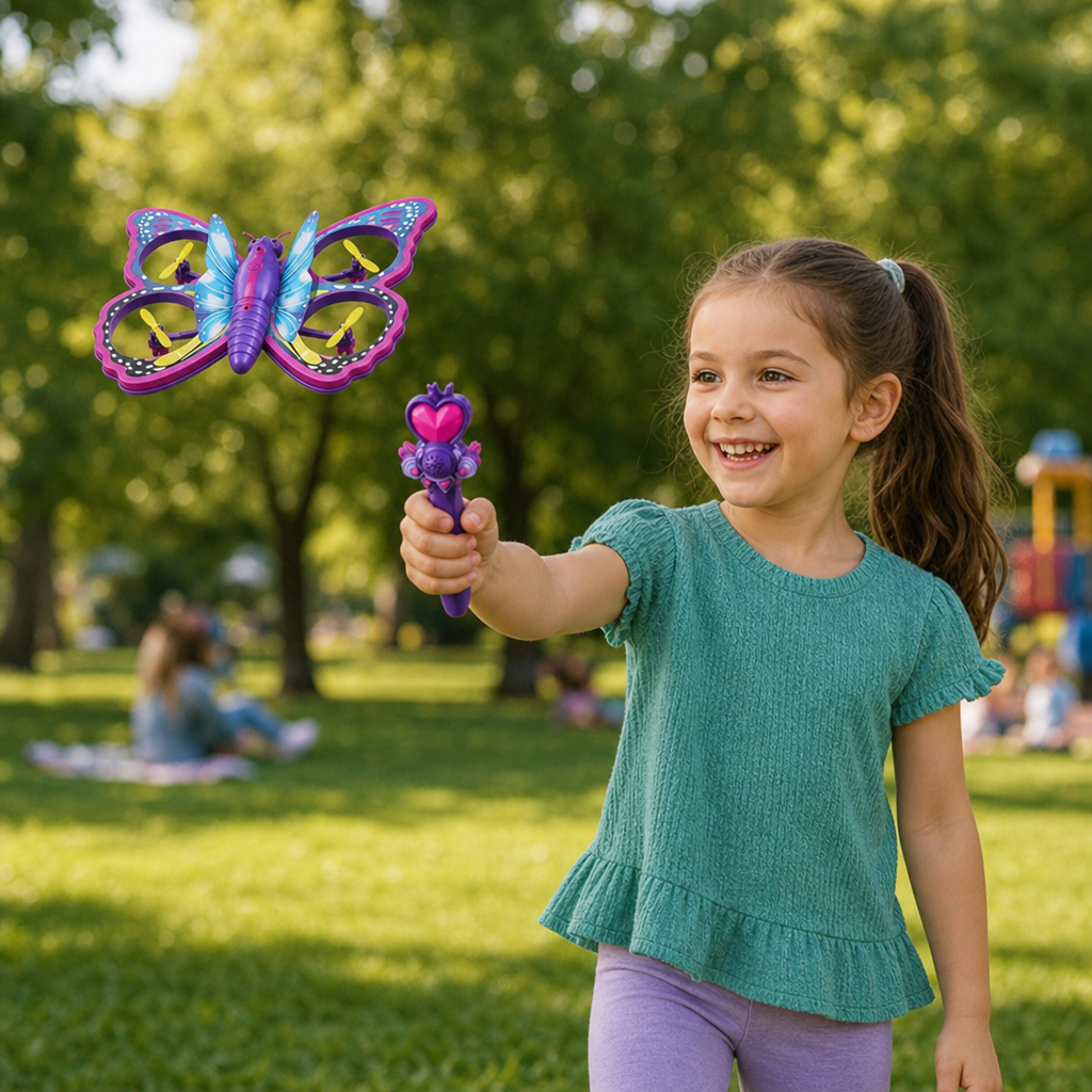 Magic Light-Up Butterfly Quadcopter Toy with Wand Control