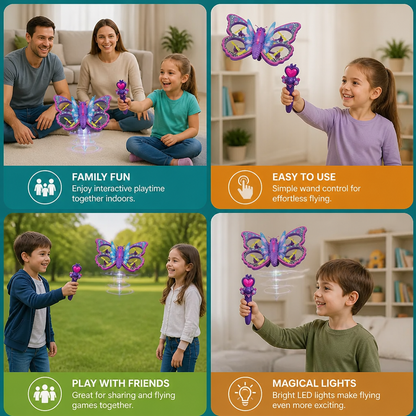 Magic Light-Up Butterfly Quadcopter Toy with Wand Control