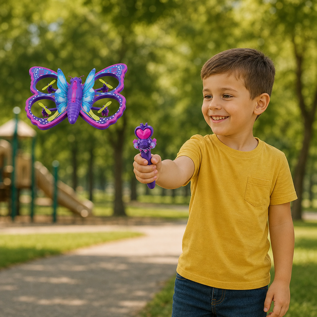 Magic Light-Up Butterfly Quadcopter Toy with Wand Control