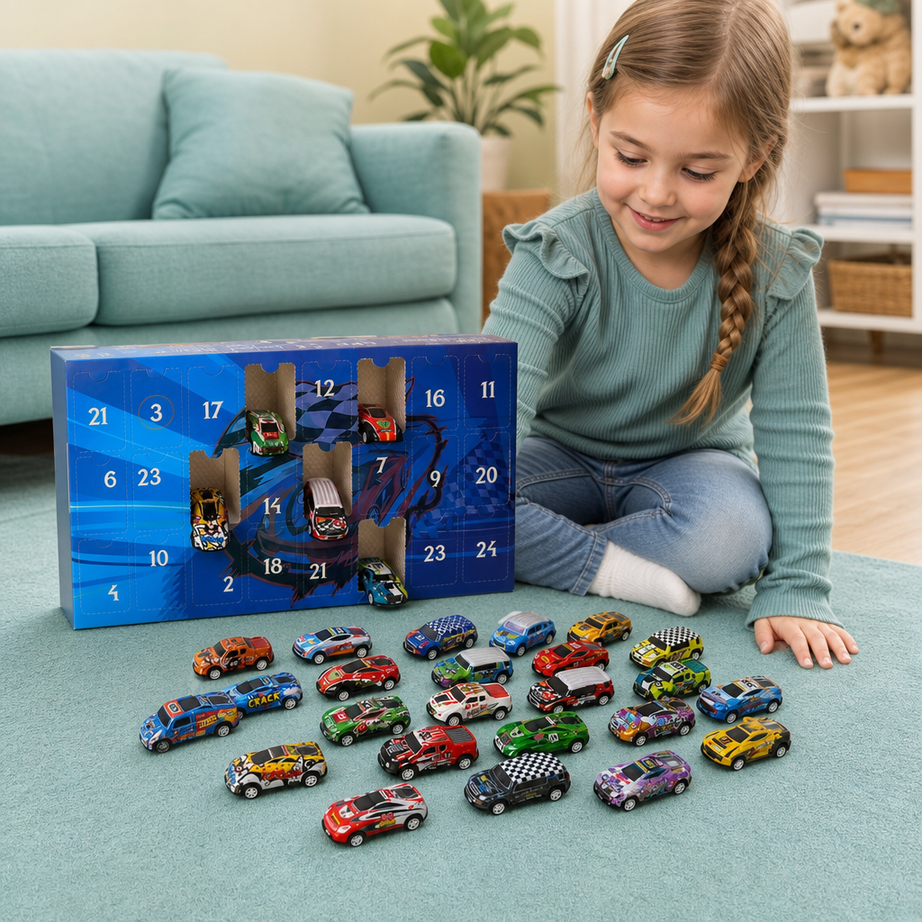 24-Day Race Car Advent Calendar with Surprise Toy Cars