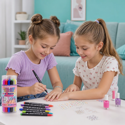 12-Color Dual-Tip Nail Art Pen Set – Fine Detail & Creative Designs