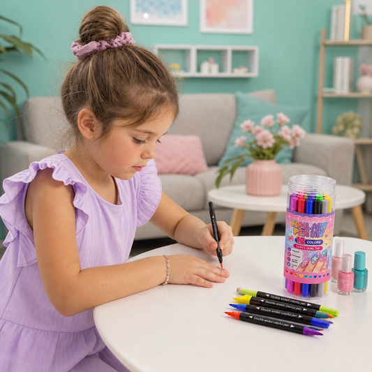 12-Color Dual-Tip Nail Art Pen Set – Fine Detail & Creative Designs