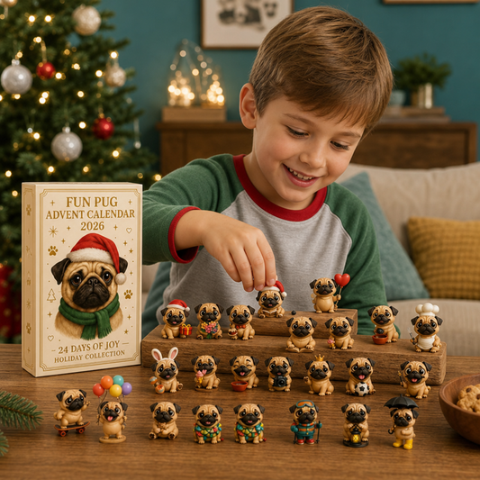 24-Day Pug Advent Calendar with Surprise Figurines