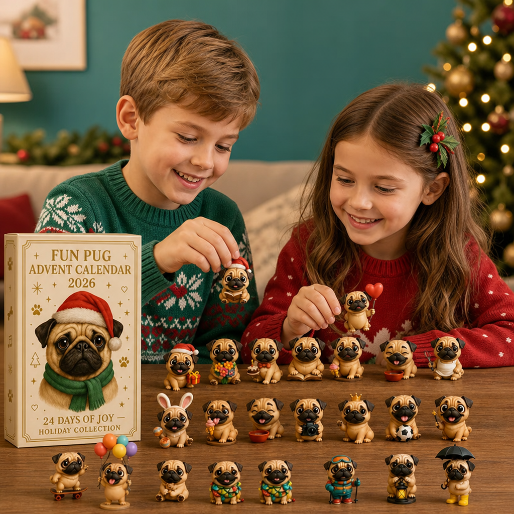 24-Day Pug Advent Calendar with Surprise Figurines