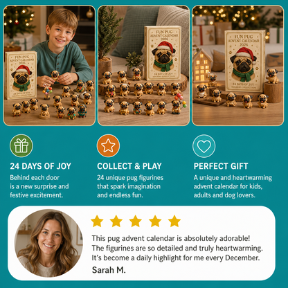 24-Day Pug Advent Calendar with Surprise Figurines