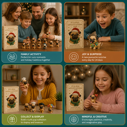 24-Day Pug Advent Calendar with Surprise Figurines
