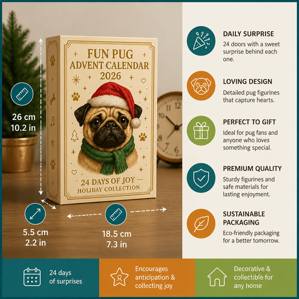24-Day Pug Advent Calendar with Surprise Figurines