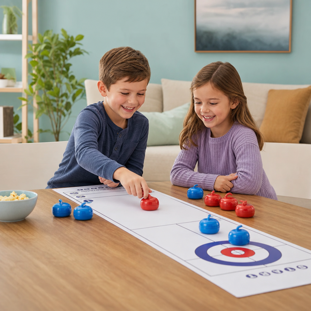 Portable Tabletop Curling Game – 2-Player Competition Set