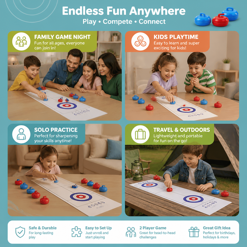Portable Tabletop Curling Game – 2-Player Competition Set