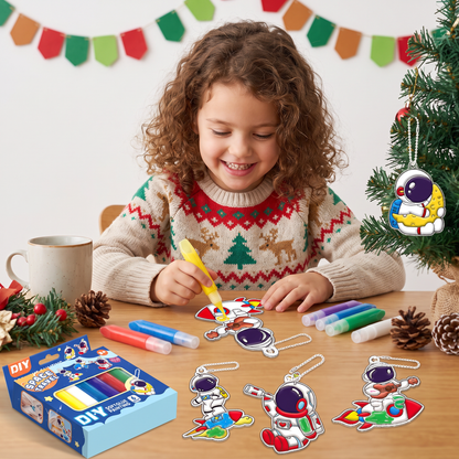 DIY Christmas No-Bake Glue Painting Ornament Craft Kit for Kids
