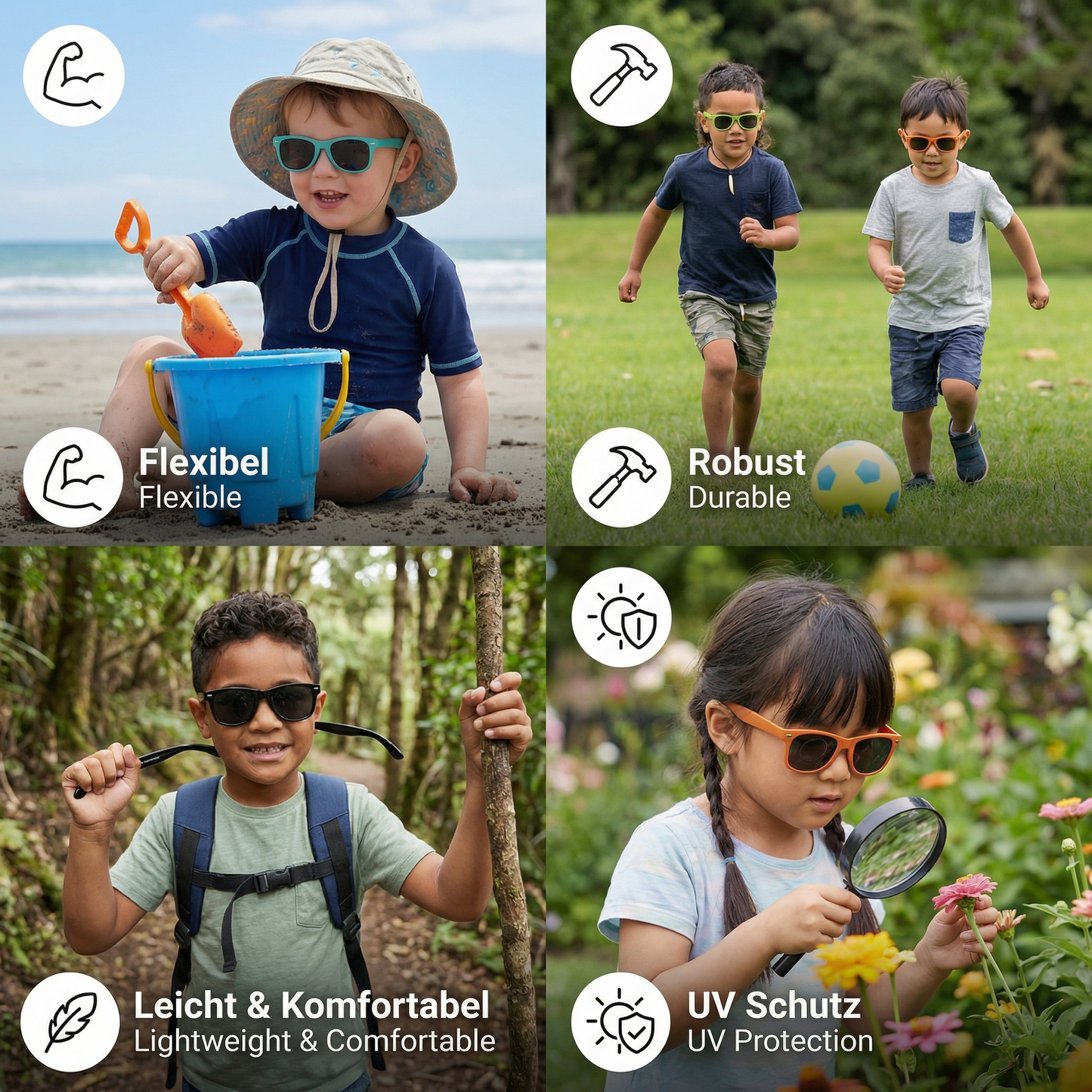 Kinder Flex Sunglasses with Flexible and Durable Frame