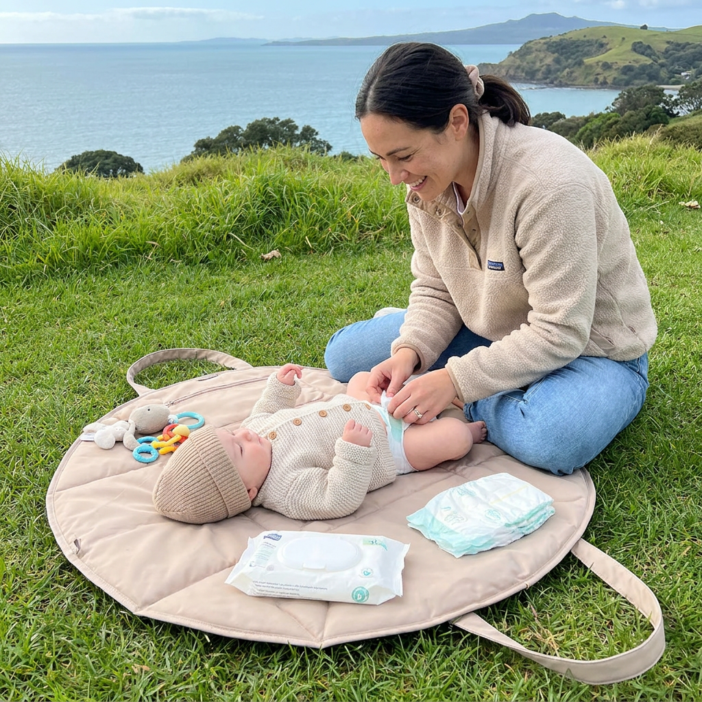 2-in-1 Folding Diaper Bag & Changing Mat – Lightweight & Spacious Travel Tote for Moms