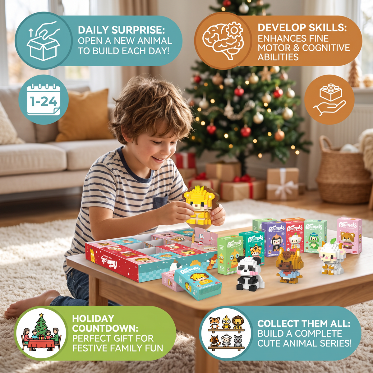 Adorable Animal Building Blocks Advent Calendar for Kids