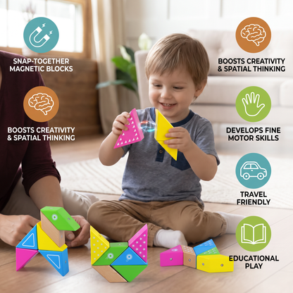Magnetic Wooden Geometry  Puzzle Blocks