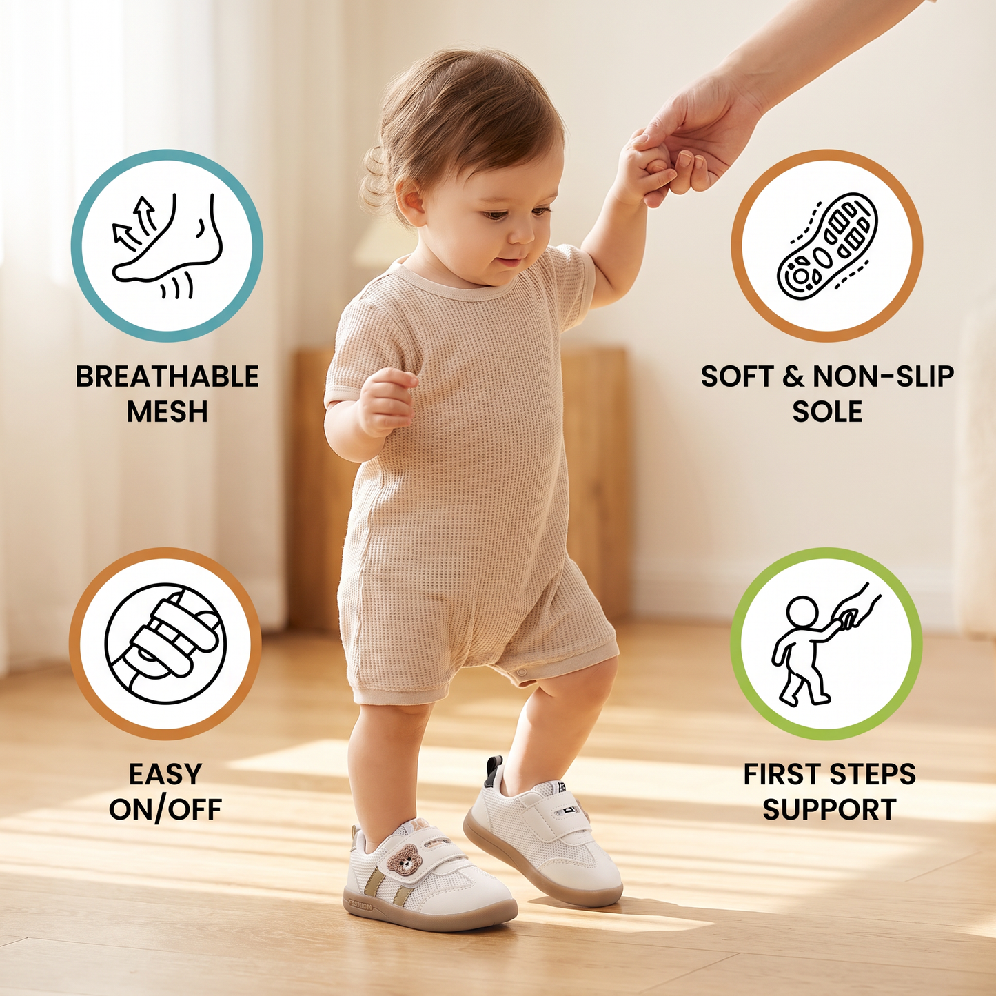 Breathable Baby & Toddler First Walking Shoes – Soft Sole & Non-Slip