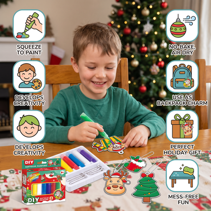 DIY Christmas No-Bake Glue Painting Ornament Craft Kit for Kids