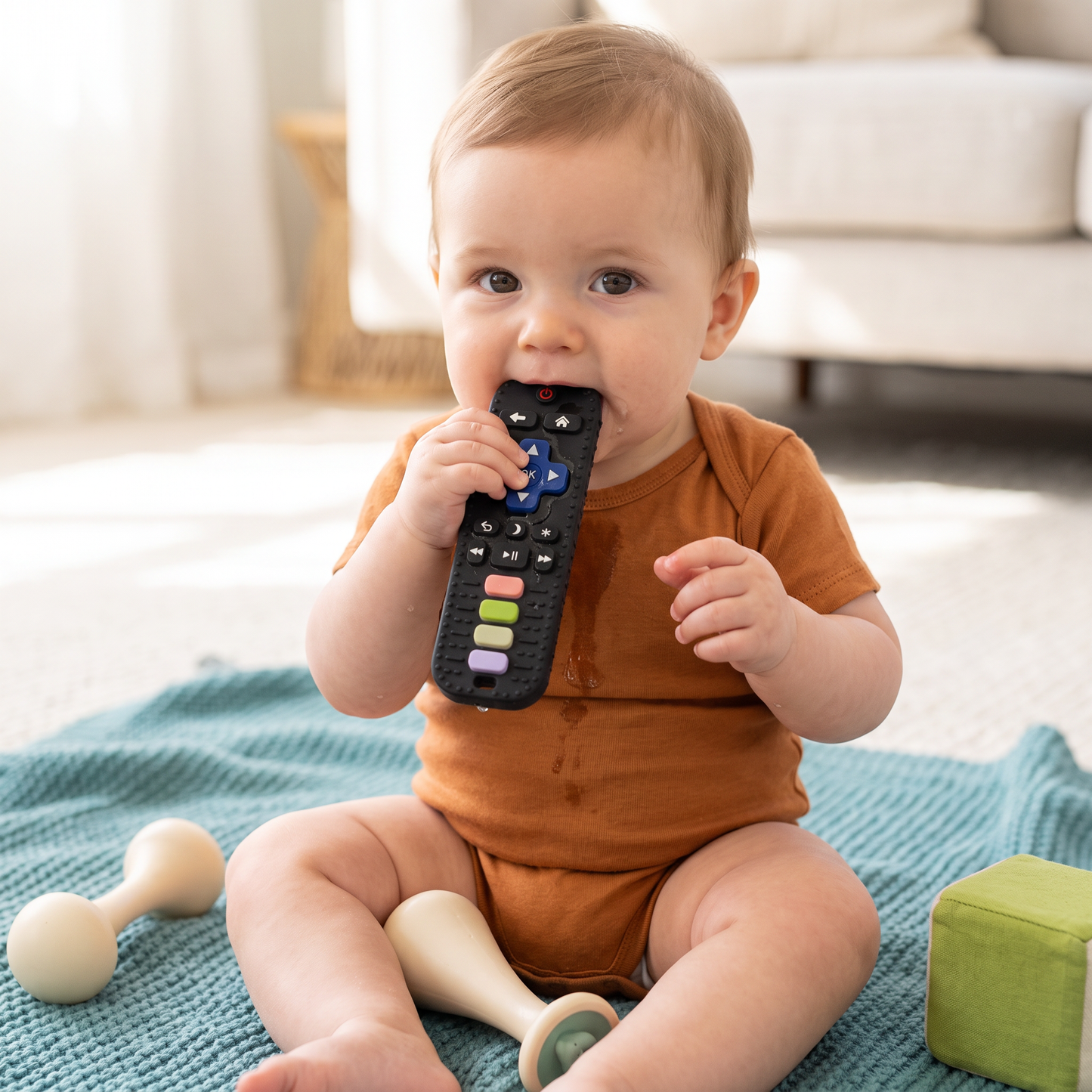 Silicone Remote Control Baby Teether – BPA-Free Sensory Chew Toy