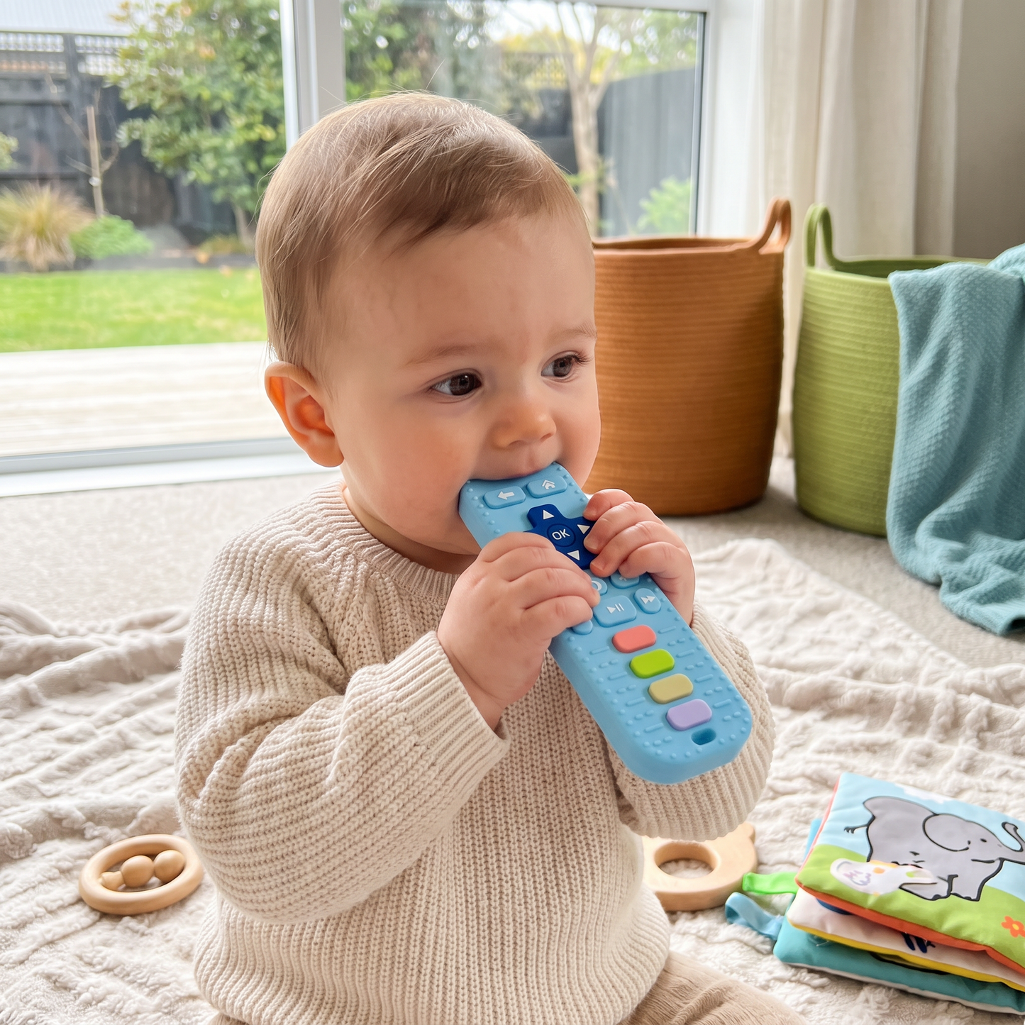 Silicone Remote Control Baby Teether – BPA-Free Sensory Chew Toy