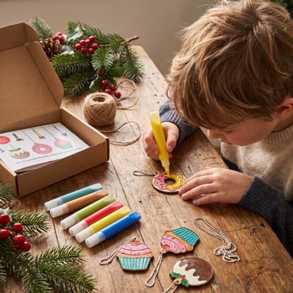 DIY Christmas No-Bake Glue Painting Ornament Craft Kit for Kids