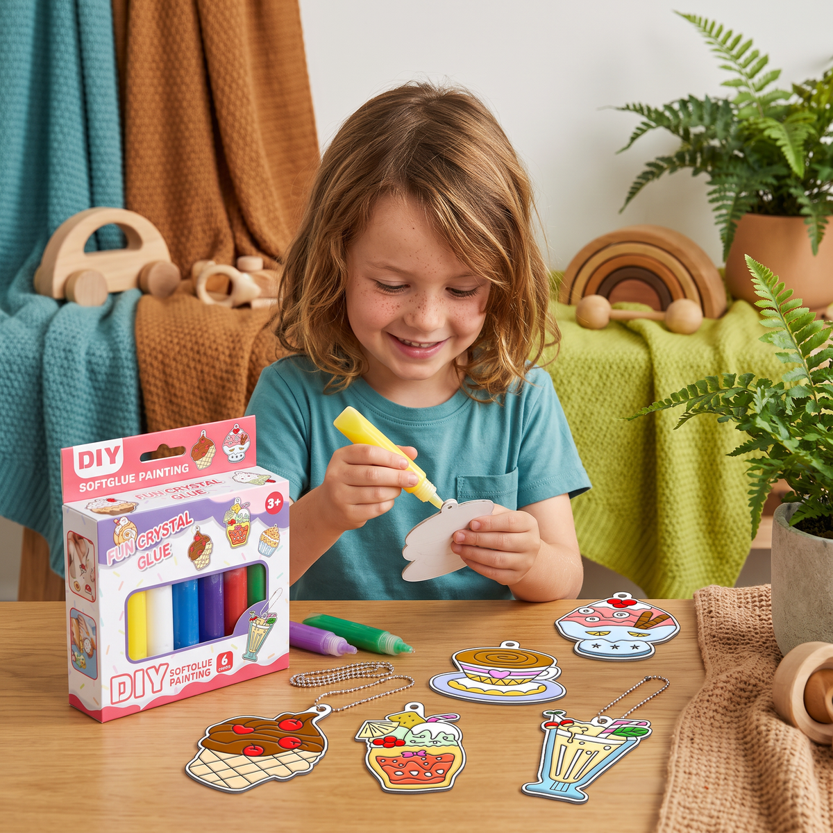 DIY Christmas No-Bake Glue Painting Ornament Craft Kit for Kids