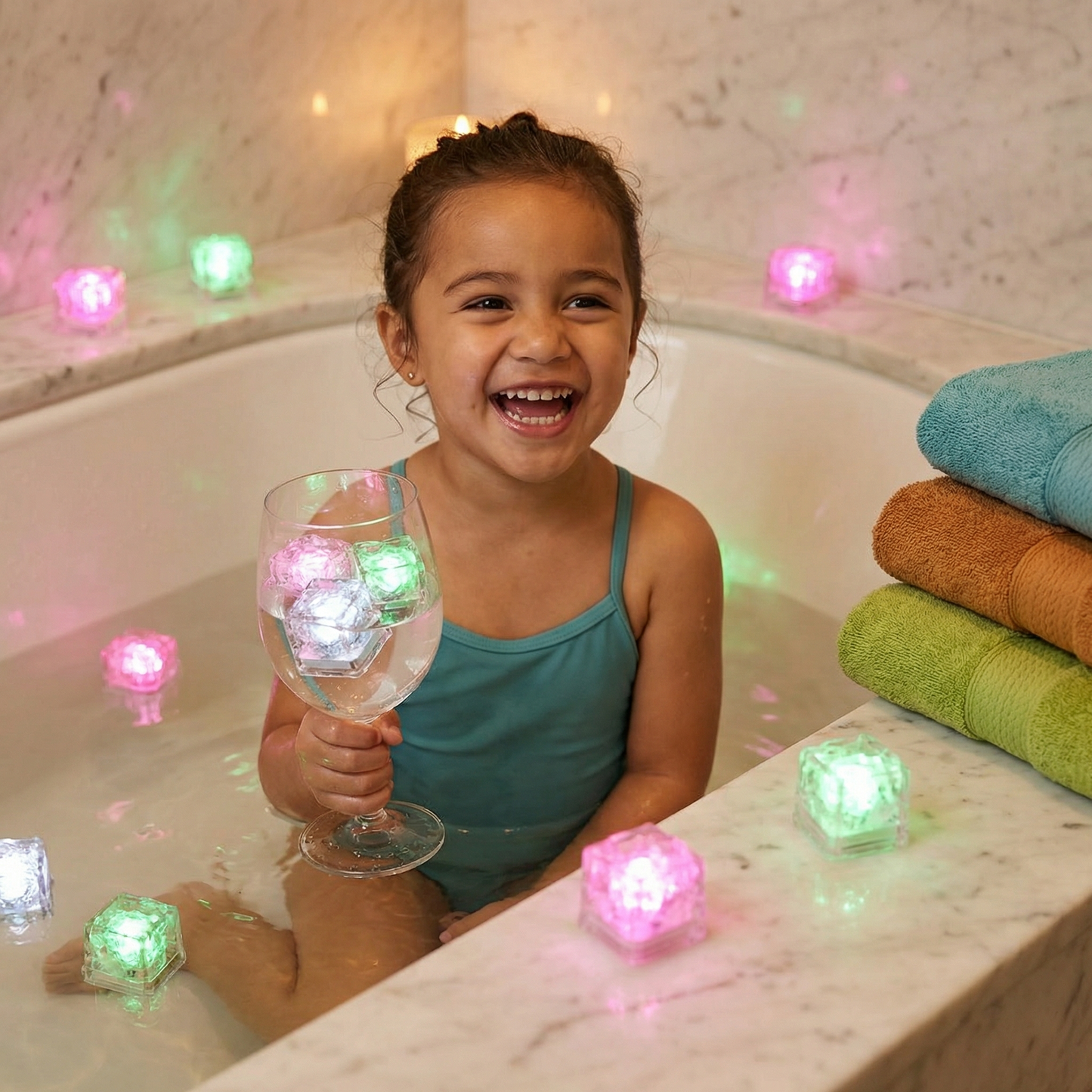 Glowing Bath Cubes Toy for Kids 6-Piece Set