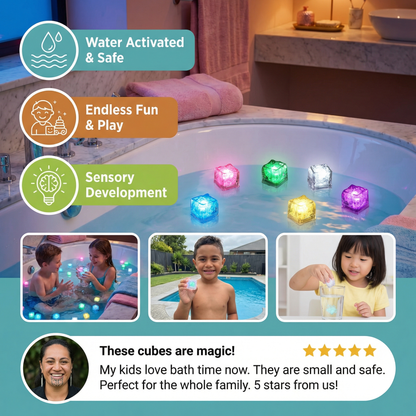 Glowing Bath Cubes Toy for Kids 6-Piece Set