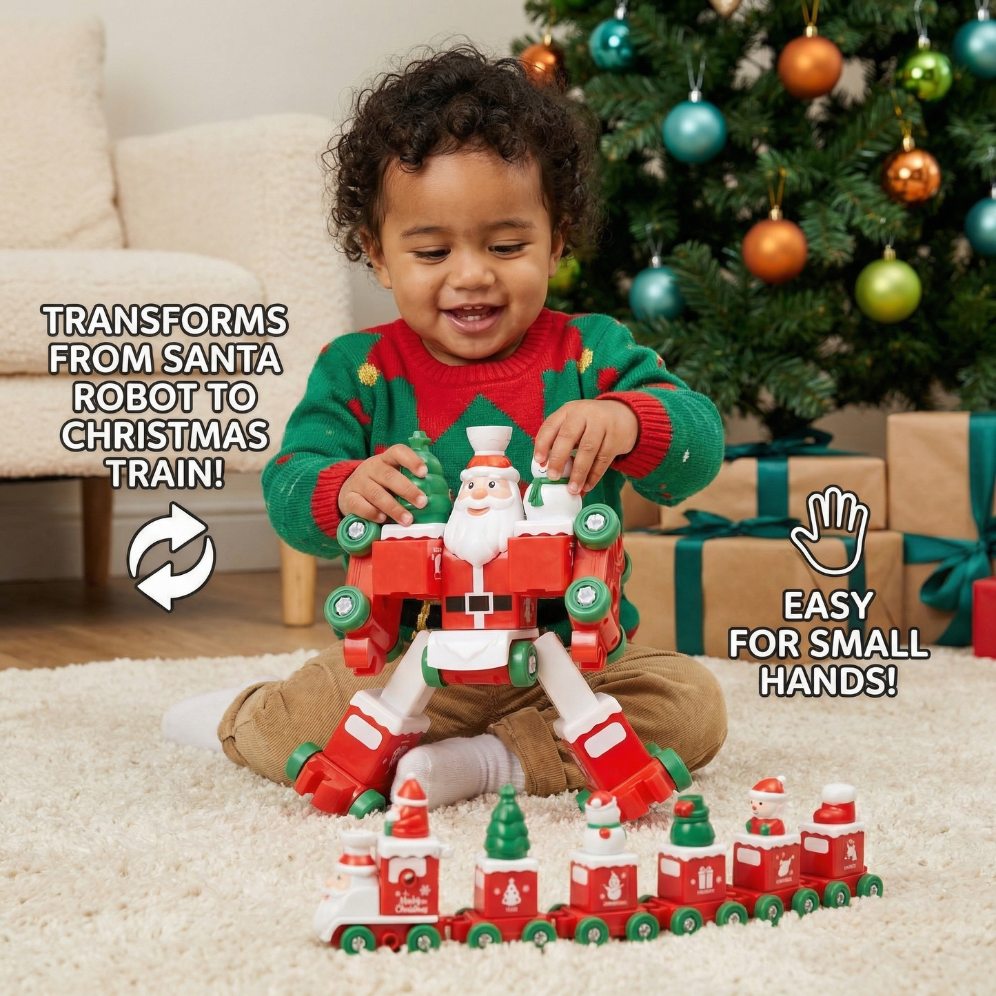 2-in-1 Transforming Christmas Train and Santa Robot