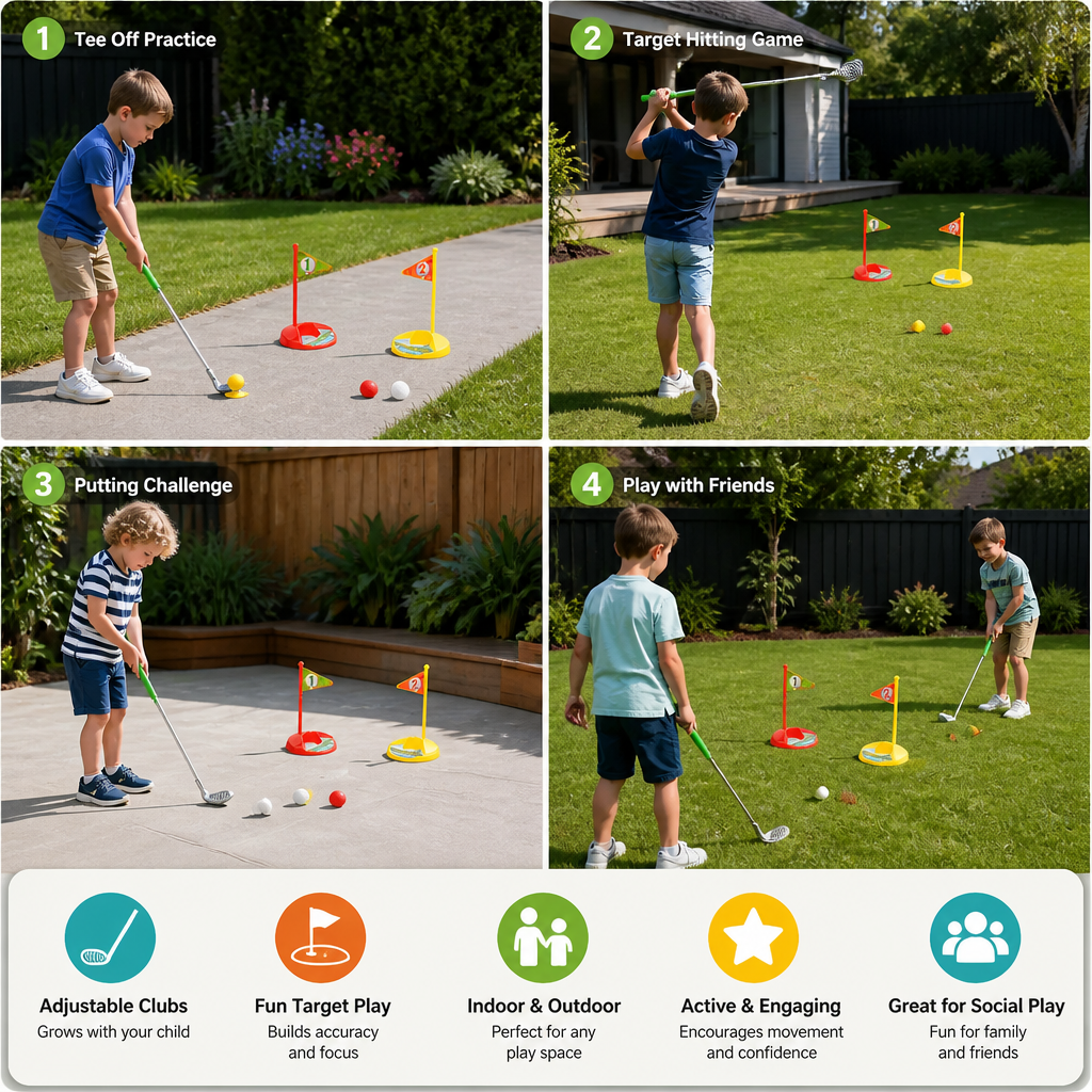 Kids Golf Set with Adjustable Clubs – Perfect for Backyard Play