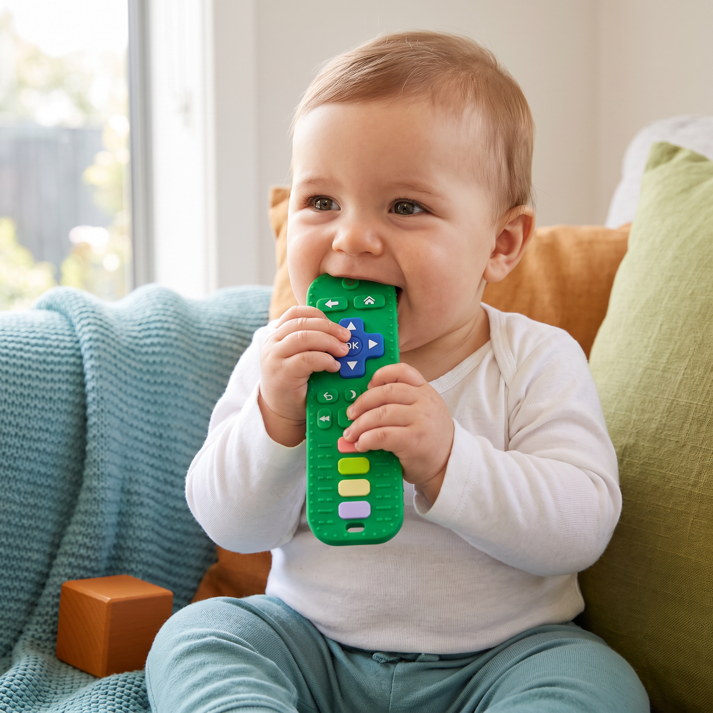 Silicone Remote Control Baby Teether – BPA-Free Sensory Chew Toy