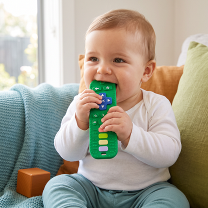 Silicone Remote Control Baby Teether – BPA-Free Sensory Chew Toy