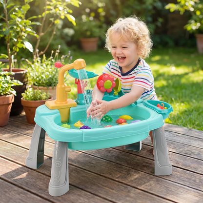 Ergonomic Elevated Kids Kitchen Sink Playset with Electric Running Water