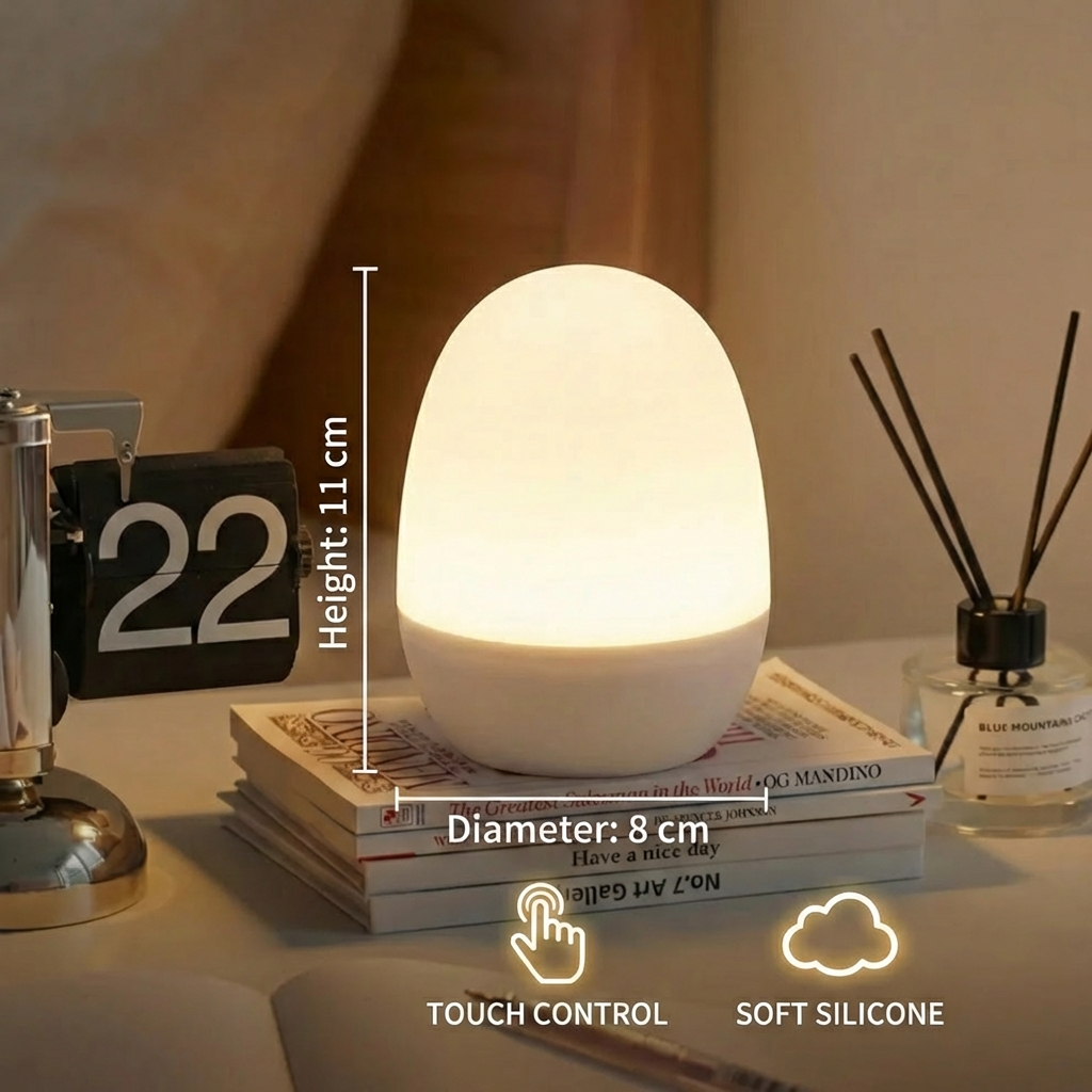 Egg-shaped LED Night Light Made of Silicone