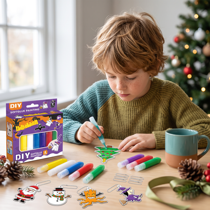 DIY Christmas No-Bake Glue Painting Ornament Craft Kit for Kids