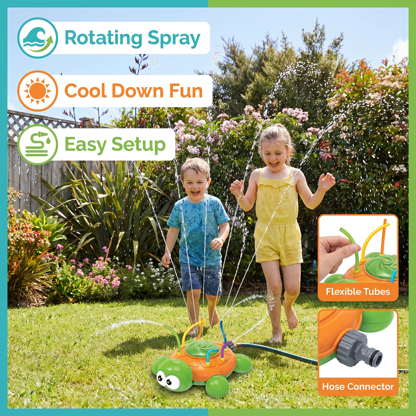 Turtle Water Sprinkler – Rotating Garden Fun for Kids on Hot Summer Days