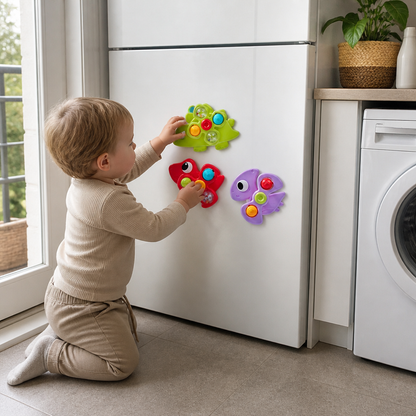 Dinosaur Suction Cup Spinner Toy for Babies & Toddlers Set of 3