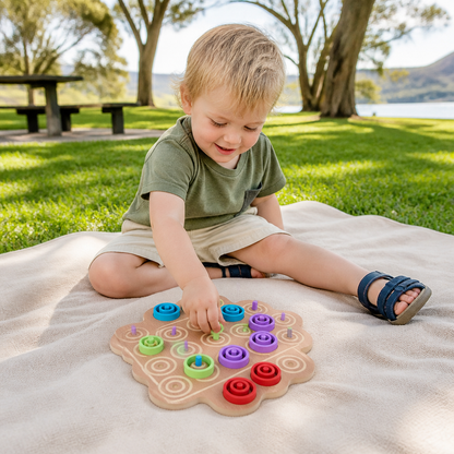 Early Educational 3-Level Wooden Tic-Tac-Toe Strategy Game