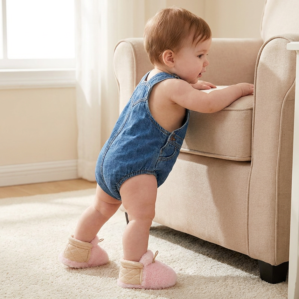 Warm & Cozy Fleece-Lined Cotton Baby Booties with Soft Soles