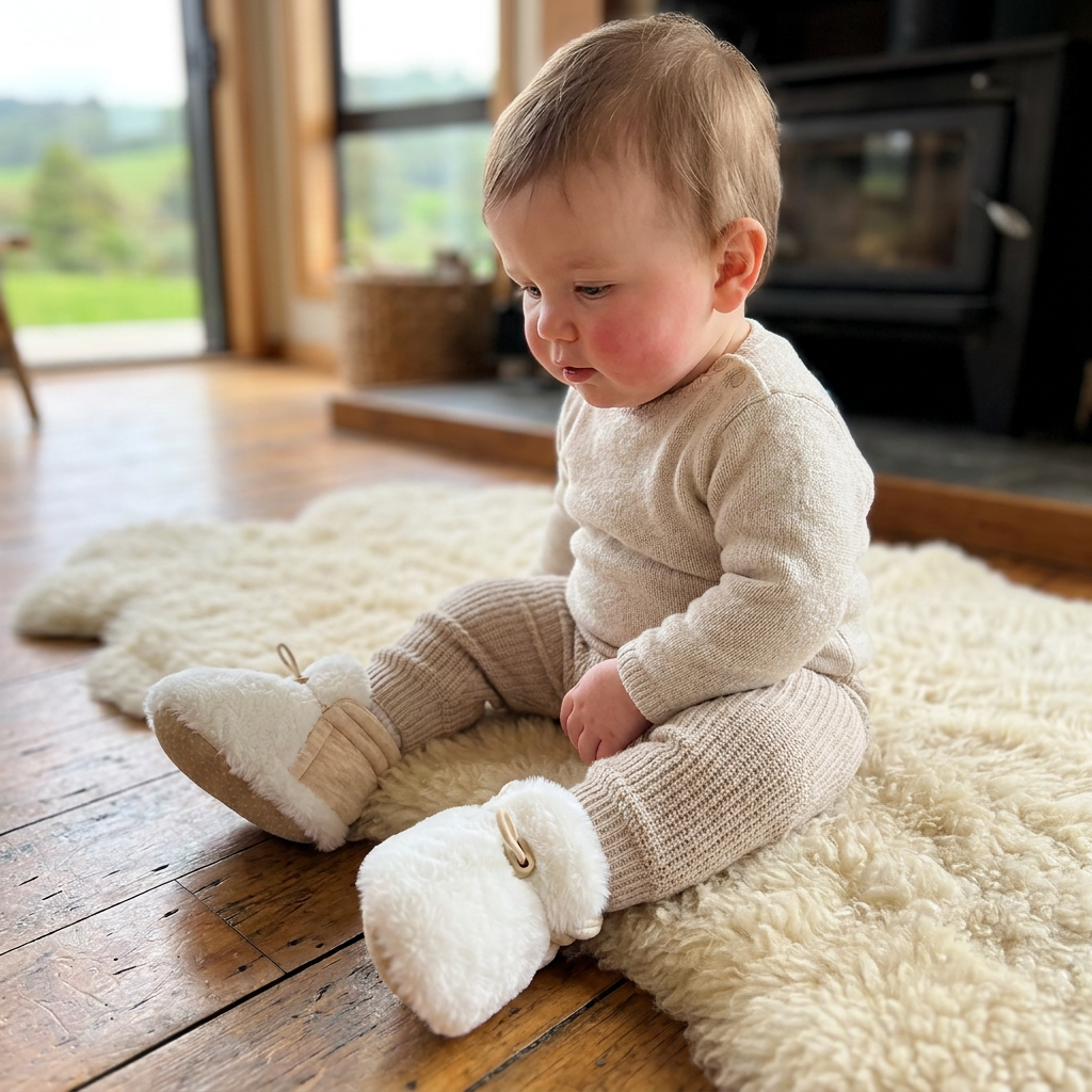 Warm & Cozy Fleece-Lined Cotton Baby Booties with Soft Soles