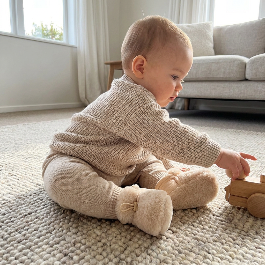 Warm & Cozy Fleece-Lined Cotton Baby Booties with Soft Soles